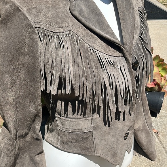 PIONEER Taupe Suede Fringe Blazer - Picture 9 of 12